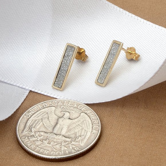 NEW Gold Plated Pave Studs, Gold Plated Sterling Silver Earrings, Hypoallergenic - Picture 8 of 9